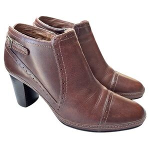 Classic Brown Leather Women's Ankle Heels